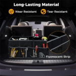 13 Gallon Car Trunk Organizer - 3 Compartments+6 Pockets, 600D Oxford Fabric, Non-Slip Base, Black - Image 5