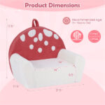 Pink + Beige Kids Sofa, Soft Teddy Fleece Foam Couch with Carry Handle & Removable Machine-Washable Cover - Image 4