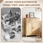 Natural wood color, particleboard with melamine veneer, 60*30*80cm, double doors, single drawer, bathroom vanity - Image 11