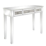 FCH Silver MDF Mirror Surface Broken Glass Three Pumping Computer Desk - Image 2