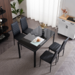 4pcs Elegant Assembled Stripping Texture High Backrest Dining Chairs Black Replace encoding 13028198-18410366 - Image 45