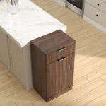 10-Gallon Woodgrain Tilt-Out Trash Can Cabinet Wooden Garbage Recycling Cabinet with Wave-Textured Hideaway Drawer&Pull-Out Bin-Multipurpose Kitchen/Bath Organizer in Walnut Finish - Image 17