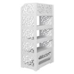 Wood-plastic Board Five Tiers Carved Shoe Rack White A - Image 17
