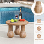 24" Round Mahogany Accent Table - Solid Wood, 110lbs Capacity, Indoor/Outdoor Use, Natural - Image 9