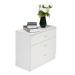3-Drawer Wide Drawer Cabinet Particleboard Bedside Table with Textured Melamine Finish 25.98*12.99*22.05in White =75682614 - Image 11