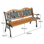 49" Garden Bench Outdoor Patio Park Chair Furniture Hardwood Slats Cast Iron Frame - Image 16