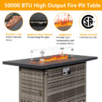 43-Inch Fire Table 50000 BTU Gas Firepit with Volcanic Stone Black - Image 8
