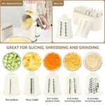 Rotary Cheese Grater & Vegetable Slicer, 5 Stainless Steel Blades, Powerful Suction Base, Quick Shredding for Cheese, Potato, Carrot, Cucumber & Easy Meal Prep - Image 8
