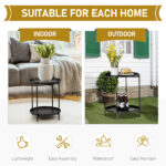 2-Tier Patio Side Table, Outdoor Metal Round Small Coffee Table with Removable Tray, Weather Resistant End Table for Indoor Outdoor Garden Balcony Yard, Black - Image 5