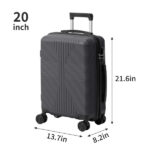 Non-TSA customs lock 5-in-1 PP trolley case, 12in, 16in, 20in, 24in, 28in, PP, dark gray - Image 7