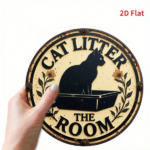 CIFbuy Vintage | Round Iron Sign 2D Flat Printed Cat Litter Room Metal Plaque,7.87x7.87In Retro Wall Art Decor For Home Bedroom Garage TikTok, TikTok, age Self-pickup Logiopics - Image 4