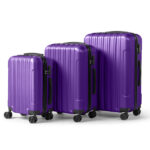 ABS Trolley Case 20in 24in 28in 3PCS Suitcase Set Vertical Striped Frosted Case Suitcase Purple - Image 14