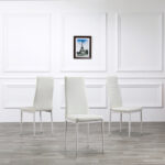 6pcs Elegant Assembled Stripping Texture High Backrest Dining Chairs B White(Replace encoding: 36210827) - Image 2