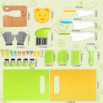 28PCS Knife Set - Kids Knifes for Real Cooking, Montessori Kids Kitchen Knife Set with Cutting Board Crinkle Cutters Kid Safe Knives, Kitchen Tools Old Girl Boy - Image 5