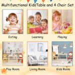 Kids Table and 2 Chairs Set, 3 Pieces Toddler Table and Chair Set, Wooden Activity Play Table Set (Lion&Monkey)-Does not support self pick up - Image 4