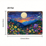 CIFbuy Metal Sign Night View Floral Starry Sky Mountain Wall Art, Wildflower Moonlight 2D Flat Iron Plate Decorative Painting, Indoor H TikTok, TikTok, Self-pickup Logiopics - Image 2