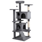 52" Tall Cat Tree Tower with Perches & Condos, Multi-Cat Playground with Scratching Posts (Light Gray) - Image 3