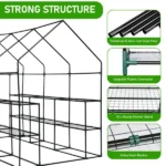 Large Walk-In Greenhouse with PE Cover, 12-Shelf Indoor Outdoor Garden Plant Shelves, Roll-Up Door & Side Windows, 56"x85"x77" (Shipment from Walmart) - Image 2