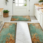 Three-piece kitchen rug set, non-slip and washable, abstract pattern kitchen hallway rug, soft and comfortable, suitable for sinks, floors, entrances, hallways and bathrooms. - Image 12