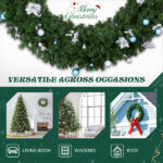 48in Pre-lit Christmas Wreath, Lighted Artificial Xmas Wreath with 150 Cold & Warm White Lights and 450 PVC Tips and DIY Ornaments, for Front Door Gate Wall Xmas Party Decorations, Light Green - Image 4