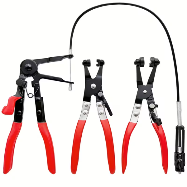 3-piece hose clamp pliers, disassembly kit with long steel wire spring hose clamp, used for automotive coolant radiator heaters and water hoses with flat or large clamps