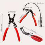 3-piece hose clamp pliers, disassembly kit with long steel wire spring hose clamp, used for automotive coolant radiator heaters and water hoses with flat or large clamps - Image 3