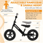 Toddler Balance Bike for 2-5 Years - Adjustable Height, 6.3LBS Lightweight & 11" Foam Tires-Black - Image 5