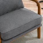 Same Code 33734058 Oak Armrest Oak Upholstered Single Lounge Chair Indoor Lounge Chair Dark Grey - Image 22
