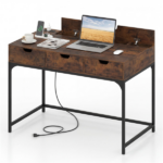 43.5" Home Office Desk with Built-in Charging Station & 3 Drawers Hidden Compartment - Image 5