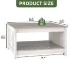 Rustic Farmhouse Coffee Table with Half-Open Storage, Square Rustic Wood Cocktail Table for Living Room, Grey Wash (Shipment from Walmart) - Image 3