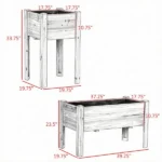 Set of 3 Natural Wooden Elevated Planter Boxes with Legs & Liner for Vegetables, Herbs & Flowers - Image 3