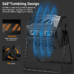 Outdoor Compost Tumbler Dual Chamber, Outdoor Tumbling Composter Dual Rotating Batch Compost Bin, 42 Gallon, Black - Image 10