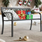 49in PVC Tulip Backrest Iron Bench Black - Image 16