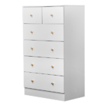 25.98"*15.75"*43.7"(L*W*H) 5-Tier 6-Drawer Cabinet Drawer Dresser with Gold Handles White - Image 2