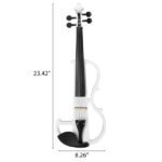 Full Size 4/4 Bunnel Edge Electric Silent Violin with Case Bow Rosin Headphone Connecting Line White - Image 5