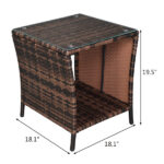 Glass Surface Brown Gradient Iron Frame Rattan Side Table - Image 39