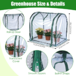 28.94"x21.46"x27.76" Tabletop Mini Greenhouse, Compact Mini Greenhouse with Zippered Door, No-Tool Setup Portable Greenhouse for Windowsill Balcony Urban Gardening,Waterproof PVC Cover Steel Frame Greenhouse for Seed Germination - Image 2