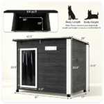 42.5" x 27" x 33.5" Outdoor Dog House with Sloped Asphalt Roof, Elevated Floor & Openable Roof Weatherproof Pet Kennel with PVC Door Curtain for Medium Large Dogs Gray - Image 9