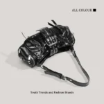 Retro motorcycle style cylindrical crossbody bag, shiny leather multi zipper rivet handbag, millennium Gothic street style daily party mini shoulder bag - Image 2