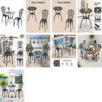 3 PCS Outdoor Bistro Set, All-Weather Cast Aluminum Butterfly Bistro Table and Chairs Set of 2, Patio Bistro Set for Backyard, Garden, Balcony Black - Image 10