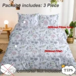 Girls Duvet Cover Twin Floral Aesthetic Bedding Sets Gray Pink Flower Duvet Cover Set Teens Flower Kids Reversible Comforter Cover with Botanical Leaf for Women Adult - Image 4