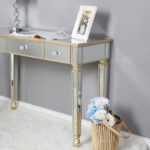 Three Drawers Mirror Table Dressing Table Console Table - Image 32