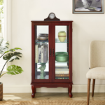 Curio Cabinet Lighted Curio Diapaly Cabinet with Adjustable Shelves and Mirrored Back Panel, Tempered Glass Doors - Image 4