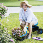 Rolling Garden Work Seat with Wheels, Gardening Stool for Planting, Garden Scooter with 360 Degree Swivel Seat & Steering Handle & Tool Tray, Blue - Image 8