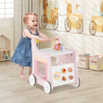 2-in-1 Baby Walker with 8 Fun Activities (Dessert Sorter/Adjustable Clock/Maze) + Side Shop Window (Role Play)-Pink - Image 6