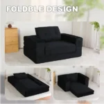 Compression Human Dog Sofa Bed for Adult & Pets,Modern Floor Couch With Pillow for Living Room Bedroom,Corduroy Fabric,No Assembly Required, Black - Image 7