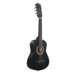 Matte Black 30-inch Round Acoustic Guitar with Picks, Strings, Capo, Case, Tuner, and Strap - Image 3