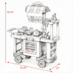 Kids Kitchen Food Stand – with Play Food, Cashier Register, for 3-6Y Kids Grocery Store Pretend Play & Social Skill Training - Image 3