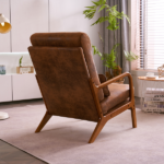 Same Code 28822889 High Back Solid Wood Armrest Backrest Iron Frame Bronzing Cloth Indoor Leisure Chair Orange - Image 21