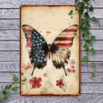 CIFbuy 1pc Vintage American Flag Butterfly Metal Wall Art, Rustic Iron Tin Sign With Floral Accents, Accents, Patriotic Farmhouse Home Decor 8x1 BuikTok, BuikTok, Accents Self-, ckup Logiop8x1 - Image 7